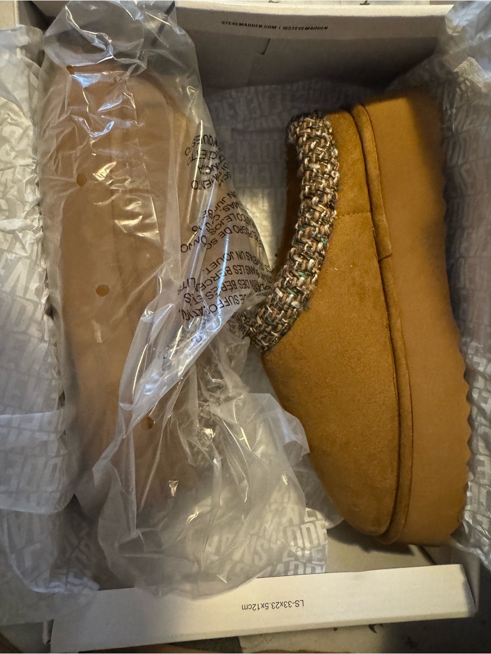 Steve Madden Tan Suede-Look Slip-On Mules with Braided Trim